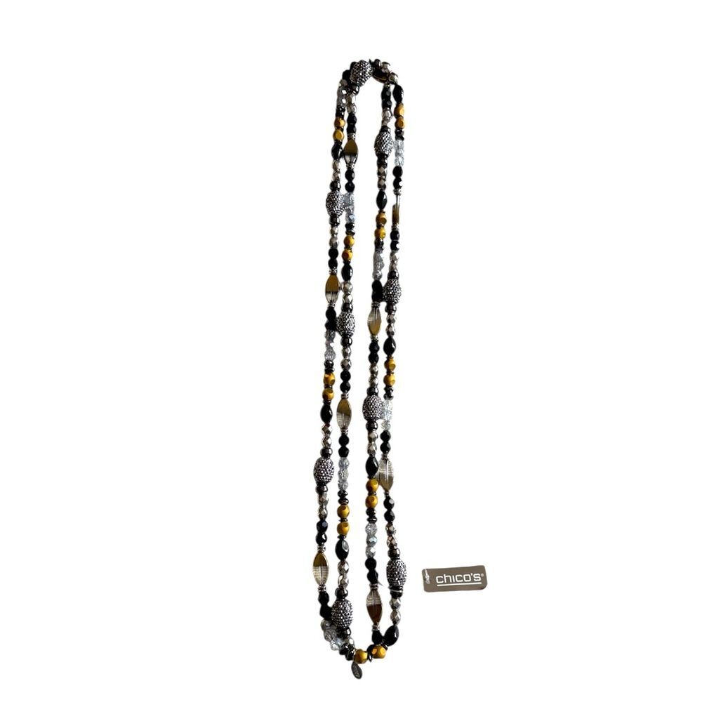 NEW Chico’s Double Beaded Long Necklace Business Casual Office Work - Picture 3 of 6